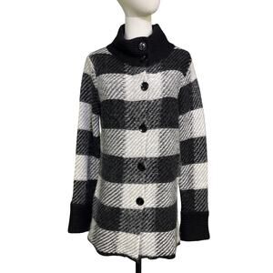 Maryline Mohair Wool Blend Plaid Sweater Jacket Size M Made In Italy